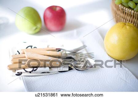Stock Image - Folk and spoon. Fotosearch