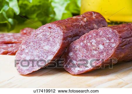 Stock Image - Salami sausage. Fotosearch
