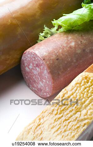 Sausage and cheese View Large Photo Image Stock Photo - Sausage and cheese. Fotosearch