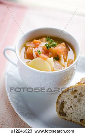 Soup of tomato and potato View Large Photo Image Stock Image - Soup of tomato and potato. Fotosearch