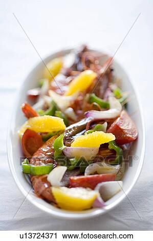 Shrimp saute wuth orange View Large Photo Image Stock Image - Shrimp saute wuth orange. Fotosearch