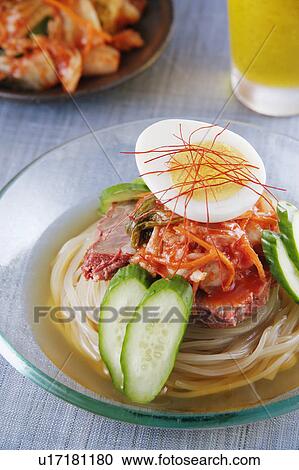 Stock Image - Korean cold noodles. Fotosearch