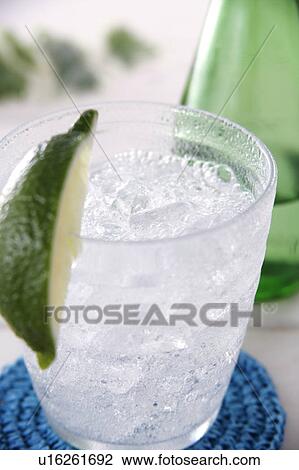 Stock Image - Glass of tonic water. Fotosearch