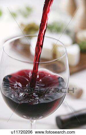 Stock Photograph - Red wine pouring into wineglass. Fotosearch