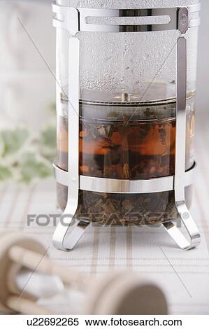 Stock Photography - Tea leaves in glass pot. Fotosearch
