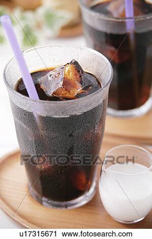 Stock Image - Two glasses of iced coffee. Fotosearch