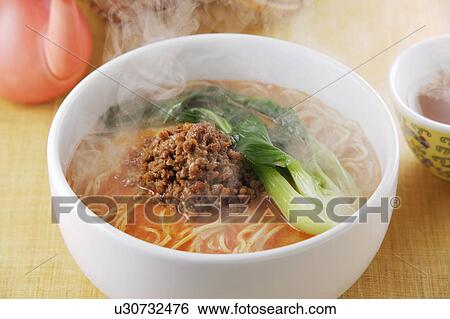 Stock Photograph - Noodle soup with spicy sesame soup. Fotosearch
