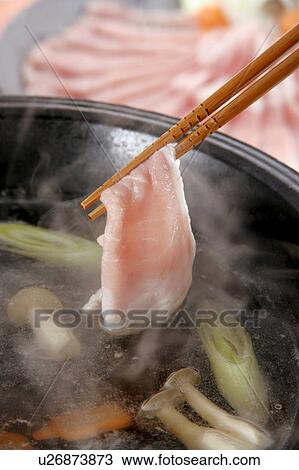 Stock Image - Pork Shabu Shabu. Fotosearch