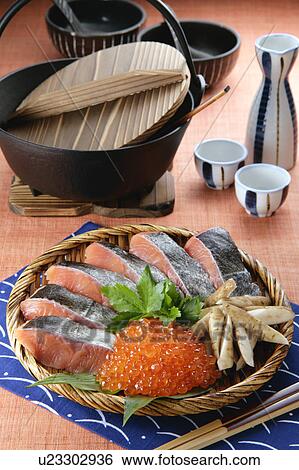 Stock Photograph - Salmon and salmon roe. Fotosearch