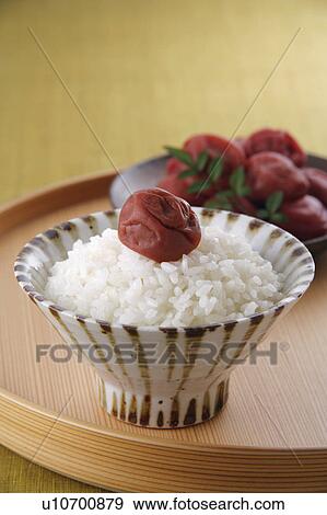 Pickled plum and steamed rice View Large Photo Image Stock Photo - Pickled plum and steamed rice. Fotosearch