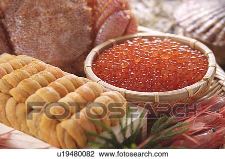 Salmon roe and sea urchin View Large Photo Image Stock Image - Salmon roe and sea urchin. Fotosearch