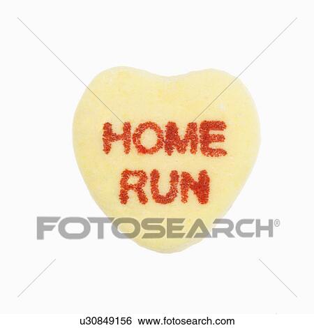 Yellow candy heart that reads home run against white background. View Large Photo Image Stock Photograph - Yellow candy heart that reads home run against white background.. Fotosearch