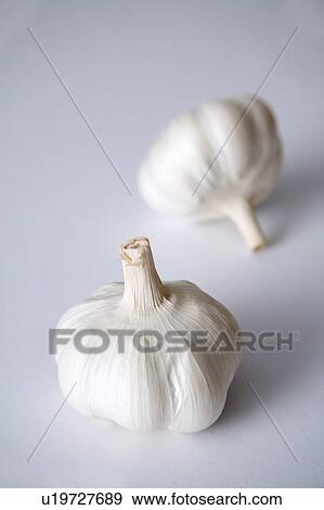 Stock Photo - Garlic bulbs on white background. Fotosearch
