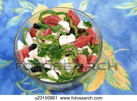 Bowl of Greek salad View Large Photo Image Stock Image - Bowl of Greek salad. Fotosearch