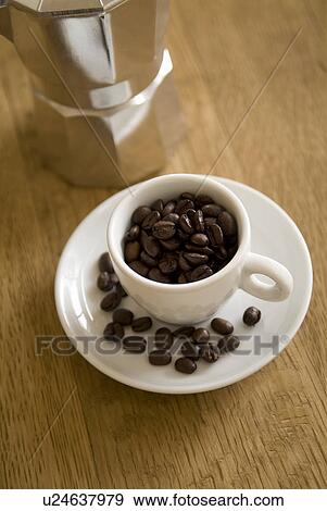Coffee beans in cup View Large Photo Image Stock Photo - Coffee beans in cup. Fotosearch
