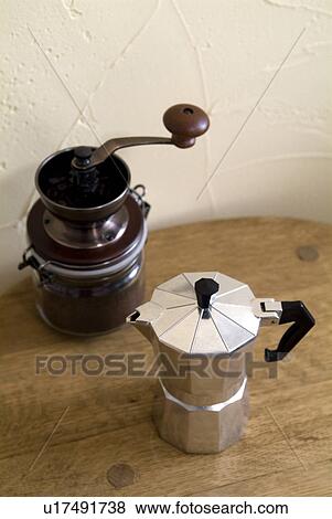 Coffee Grinder and Espresso Maker View Large Photo Image Stock Photo - Coffee Grinder and Espresso Maker. Fotosearch