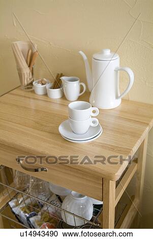 Stock Image - Storage rack in kitchen. Fotosearch