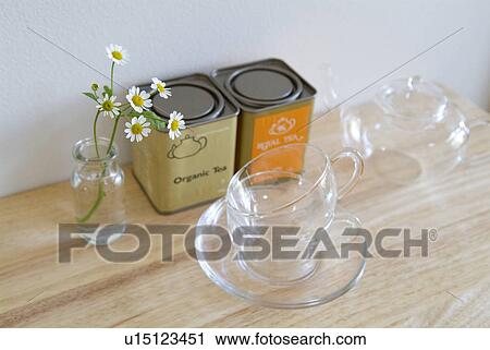 Stock Image - Tea leaves in can. Fotosearch