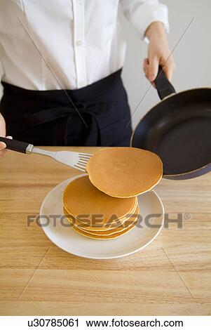 Woman making pancakes View Large Photo Image Stock Image - Woman making pancakes. Fotosearch
