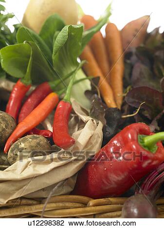 Stock Image - Basket of Fresh Vegetables. Fotosearch