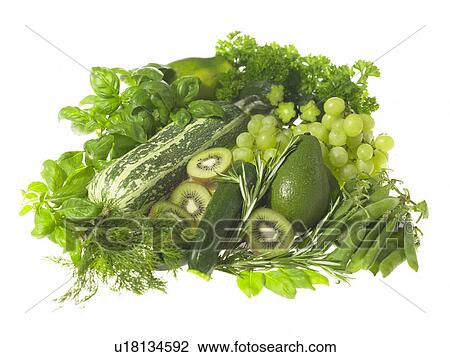 Stock Image - Fresh green fruits and vegetables. Fotosearch