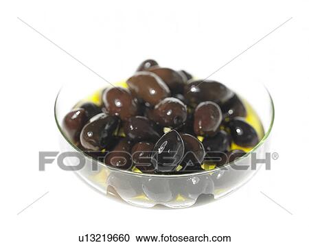 Stock Image - Black Olives in a bowl. Fotosearch