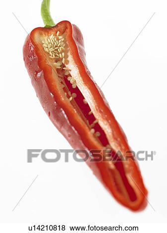 Stock Photo - One Ramiro Pepper with slice cut out. Fotosearch