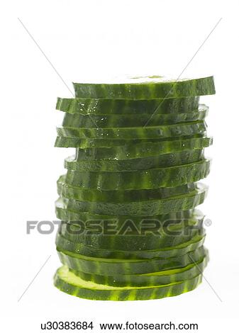 Picture - Stacked Cucumber Slices. Fotosearch