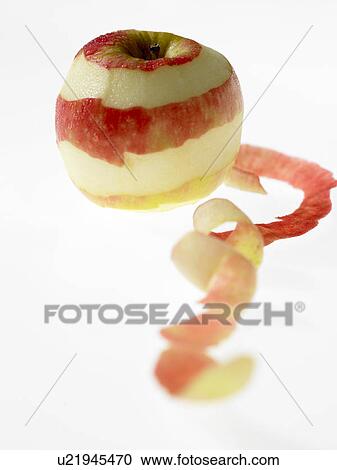 Stock Image - Food, Fruit, Peeled apple. Fotosearch