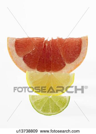 Stock Photo - Lemon Lime and Blood orange slices. Fotosearch