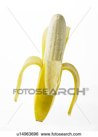 Stock Photograph - One half peeled Banana. Fotosearch