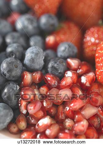 Strawberries blueberries and pomegranate seeds View Large Photo Image Stock Photo - Strawberries blueberries and pomegranate seeds. Fotosearch