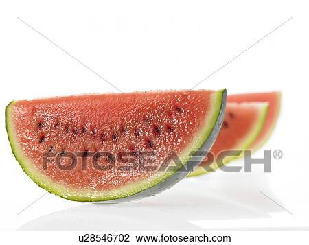 Stock Image - Three slices of Watermelon. Fotosearch