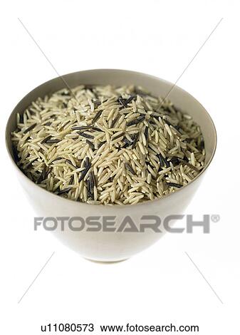 Stock Image - Bowl of Wild and Basmati rice. Fotosearch