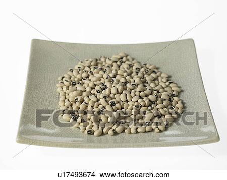 Picture - Plate of Black-eyed Beans. Fotosearch