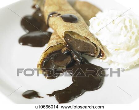 Crepes and whipped cream View Large Photo Image Picture - Crepes and whipped cream. Fotosearch