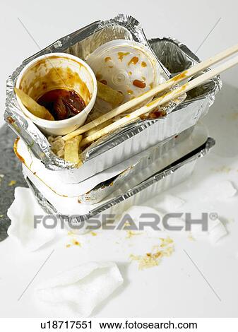Stock Image - Finished Chinese Takeaway packages. Fotosearch