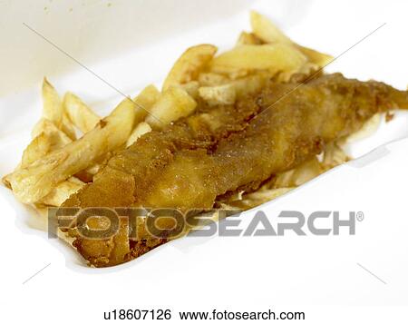 Stock Photograph - Fish and Chips in take out packaging. Fotosearch