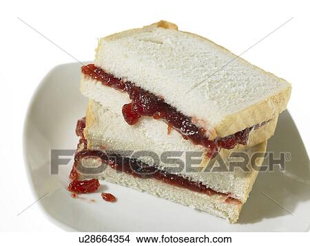 Picture - Jam Sandwich on White Bread. Fotosearch