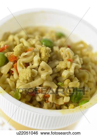 Stock Photograph - Noodle Snack with peas. Fotosearch