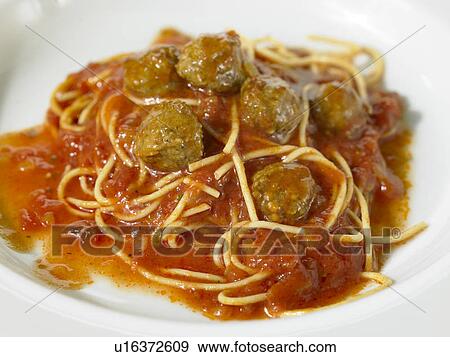 Spaghetti and meatballs View Large Photo Image Stock Photo - Spaghetti and meatballs. Fotosearch