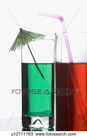 Stock Image - Close-up of two glasses of mocktail. Fotosearch