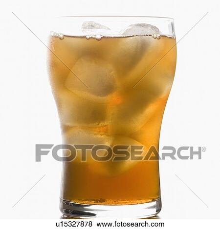 Stock Photo - Close-up of a glass of lemonade with ice cubes. Fotosearch