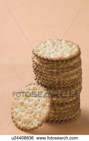 Stock Photograph - Close-up of a stack of biscuits. Fotosearch