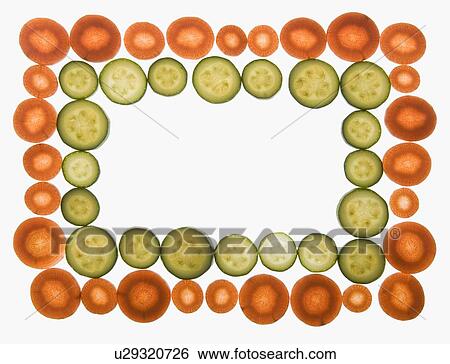 Close-up of carrot and cucumber slices in shape of rectangles View Large Photo Image Stock Photograph - Close-up of carrot and cucumber slices in shape of rectangles. Fotosearch