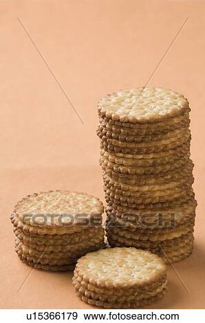 Close-up of stacks of biscuits View Large Photo Image Stock Photo - Close-up of stacks of biscuits. Fotosearch
