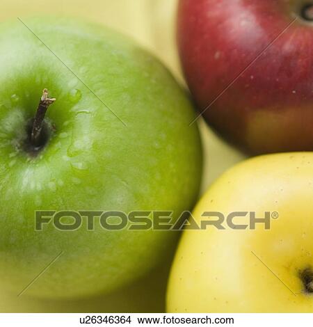 High angle view of three apples View Large Photo Image Picture - High angle view of three apples. Fotosearch