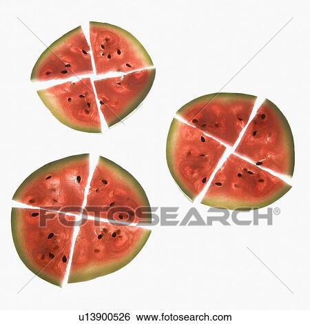 High angle view of watermelon slices View Large Photo Image Stock Photograph - High angle view of watermelon slices. Fotosearch