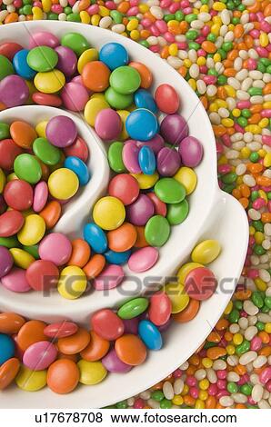 Close-up of candies in a tray on jellybeans View Large Photo Image Stock Photo - Close-up of candies in a tray on jellybeans. Fotosearch