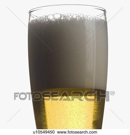 Stock Image - Close-up of a glass of beer. Fotosearch
